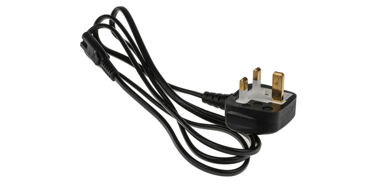 Product image for RS PRO IEC C7 Socket to GB BS1363 Plug Power Cord, 1.5m