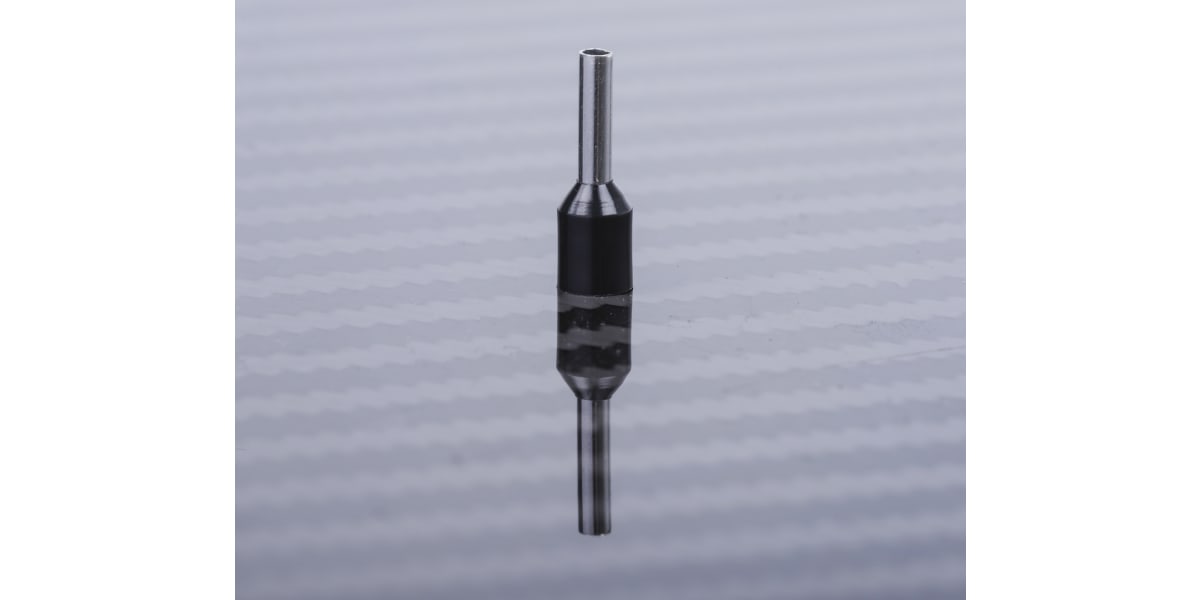 Product image for RS PRO Insulated Crimp Bootlace Ferrule, 8mm Pin Length, 2mm Pin Diameter, 1.5mm² Wire Size, Black