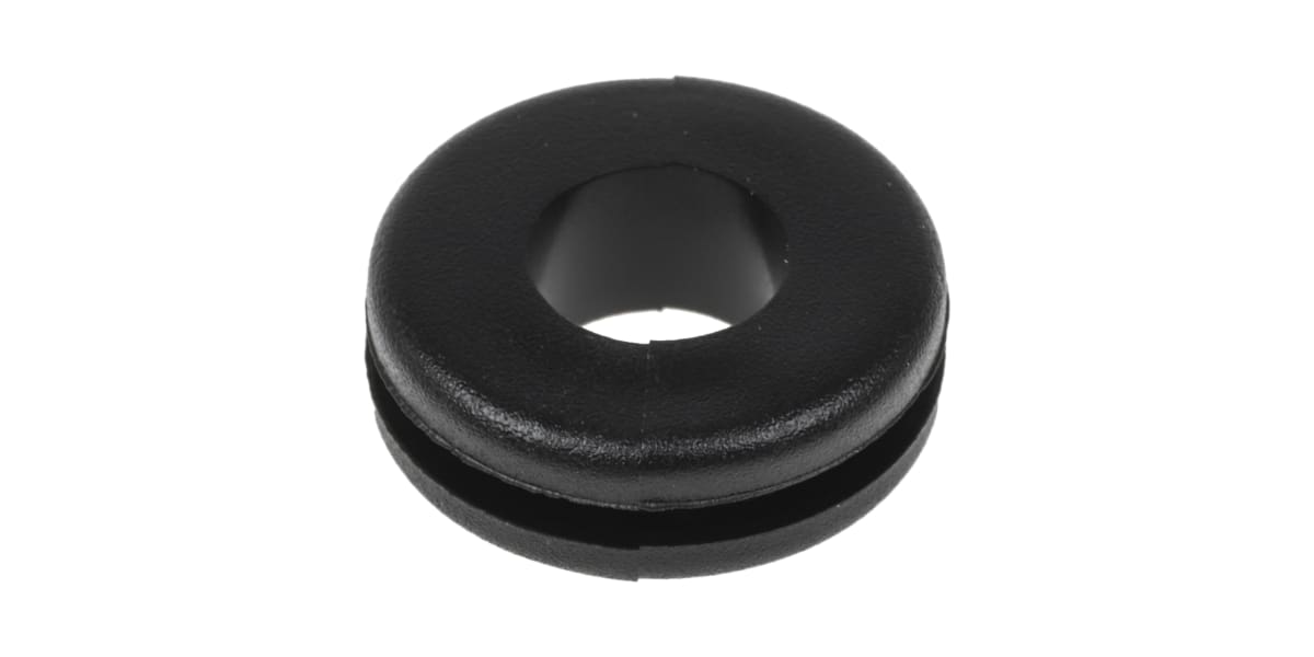 Product image for RS PRO Black PVC 9.5mm Round Cable Grommet for Maximum of 6.4mm Cable Dia.