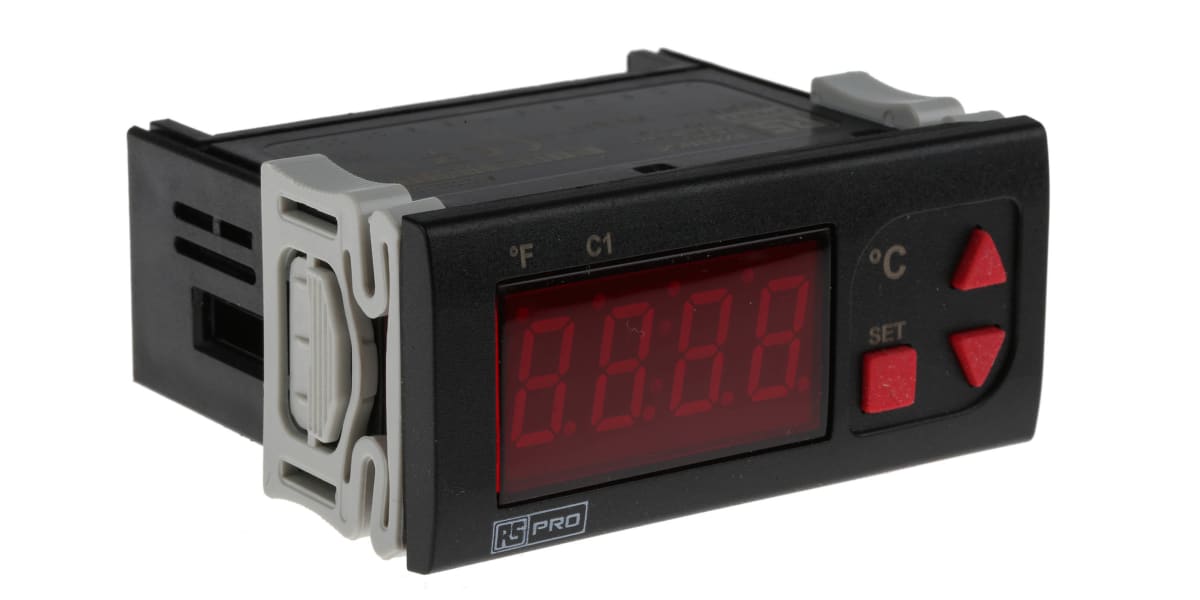 Product image for RS PRO Panel Mount On/Off Temperature Controller, 77 x 35mm 1 Input, 1 Output Relay, 230 V ac Supply Voltage