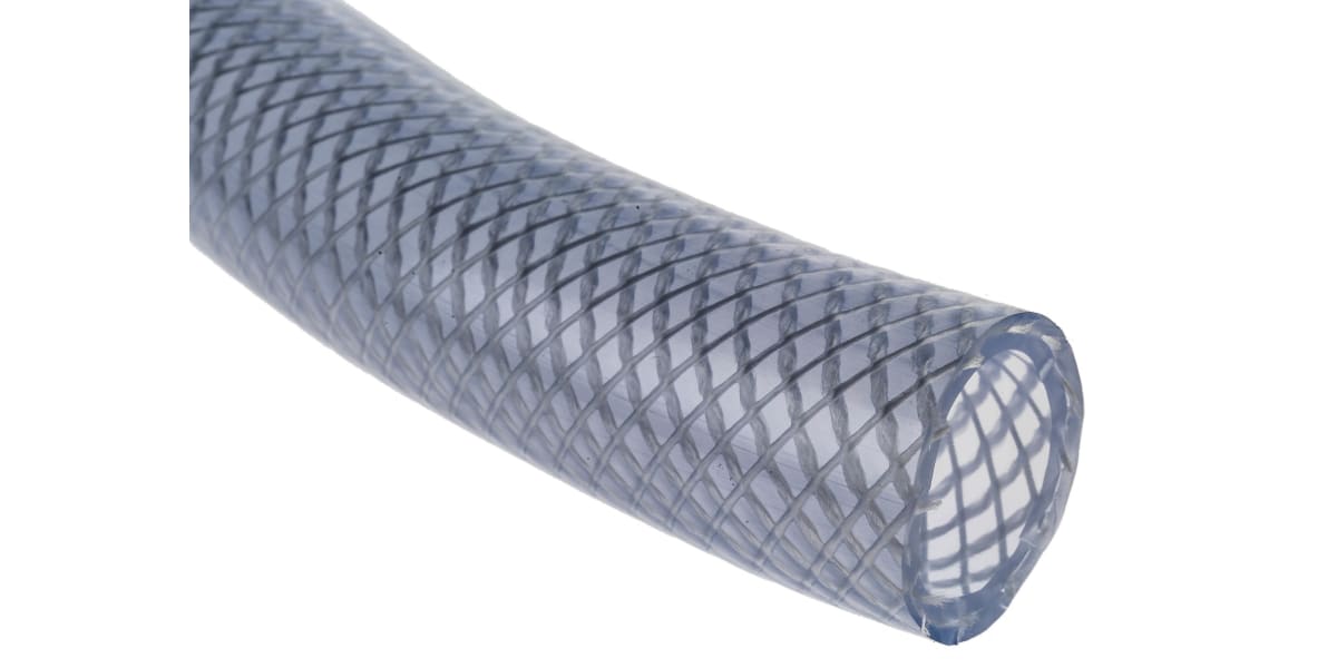 Product image for RS PRO PVC Flexible Tubing, Transparent, 33mm External Diameter, 25m LongReinforced, 210mm Bend Radius, Applications