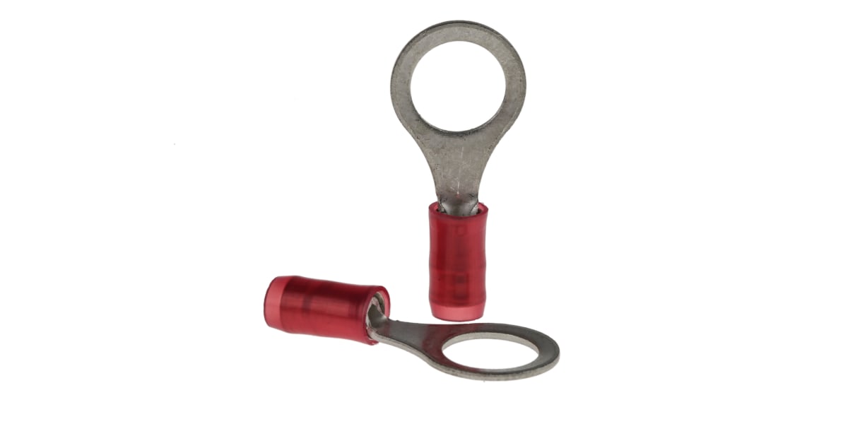Product image for RING TERMINAL, PIDG, RED, AWG 22-16, M8