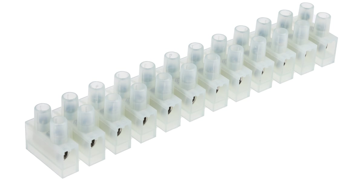 Product image for RS PRO 12-Way Non-Fused Terminal Block, 41A, Screw Down Terminals, 4 mm², Through Hole