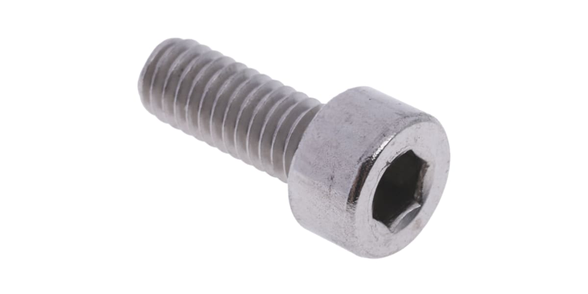 Product image for RS PRO Plain Stainless Steel Hex Socket Cap Screw, DIN 912 M4 x 10mm