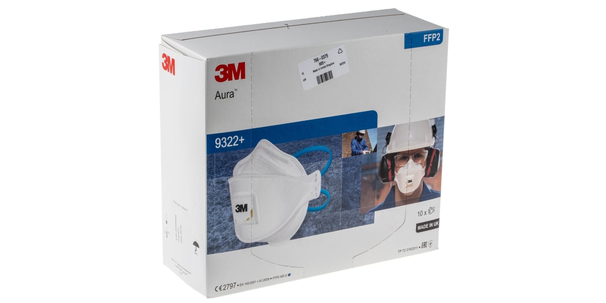 Product image for AURA 9322+ FFP2 VALVED DUST RESPIRATOR