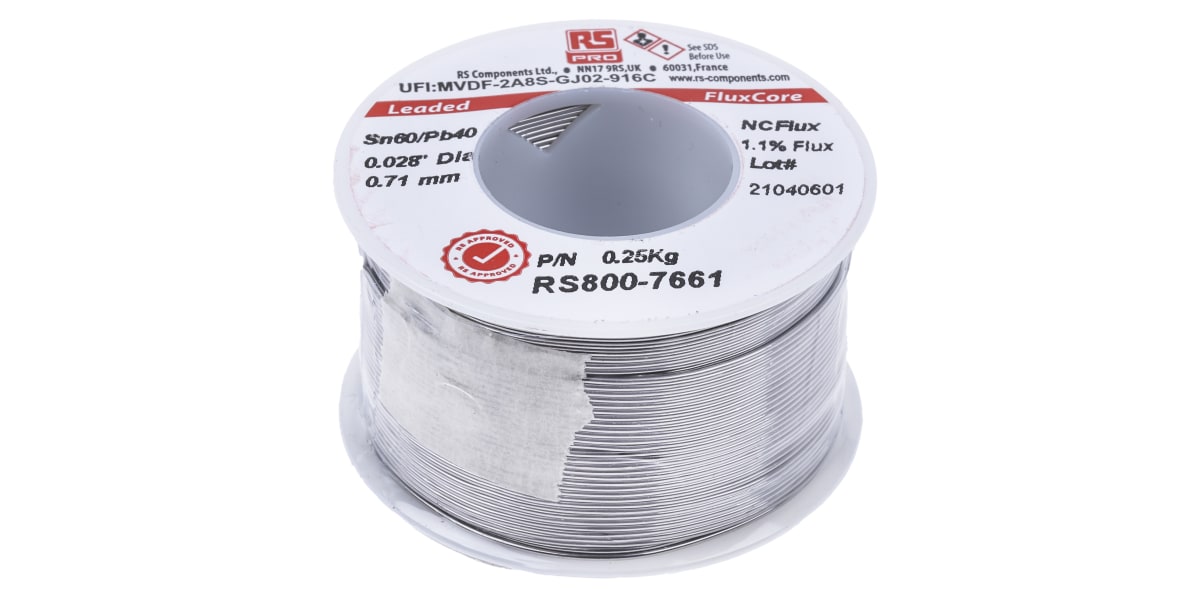 Product image for RS PRO Wire, 0.71mm Lead solder, 183°C Melting Point