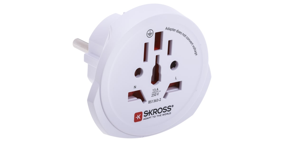 Adaptador universal RS PRO, 15A, de Australia, China, Europa, Italia, Suiza,  UK, a Europa, EE.UU.