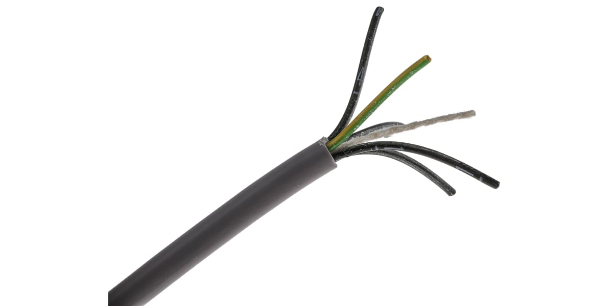 Product image for RS PRO 5 Core Unscreened YY Control Cable, 0.5 mm², Grey PVC Sheath, 50m, 20 AWG