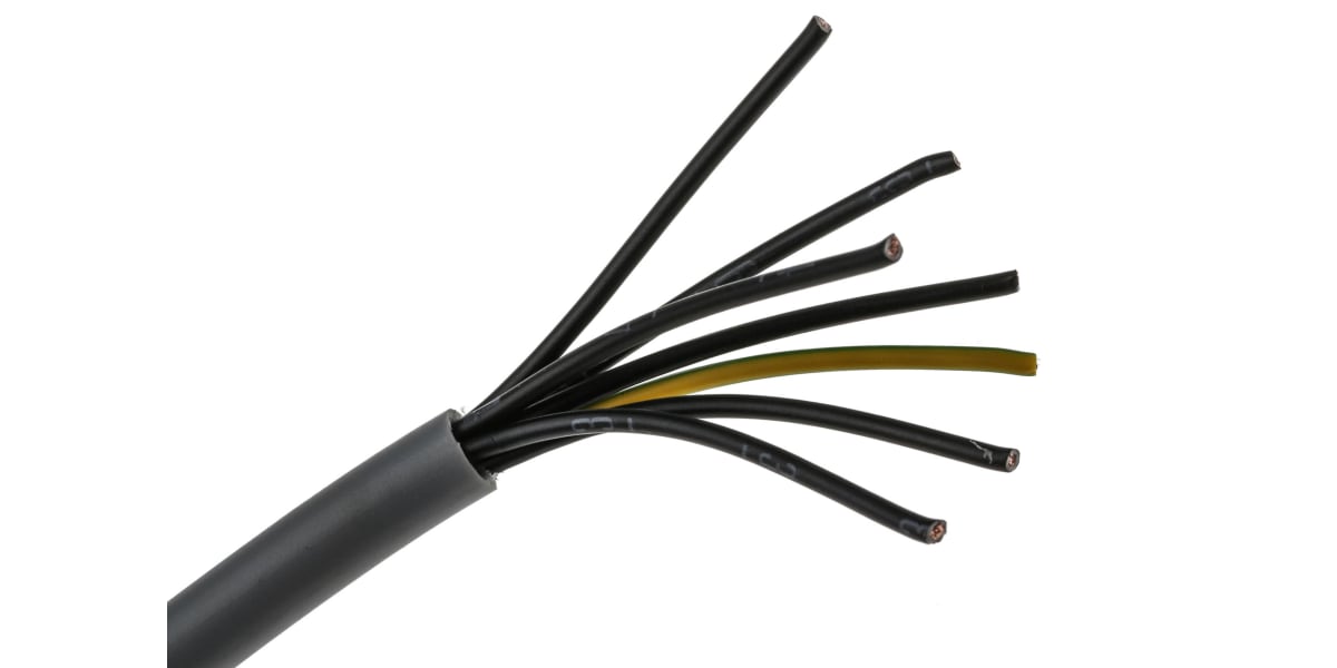 Product image for RS PRO 7 Core Unscreened YY Control Cable, 0.75 mm², Grey PVC Sheath, 50m, 18 AWG