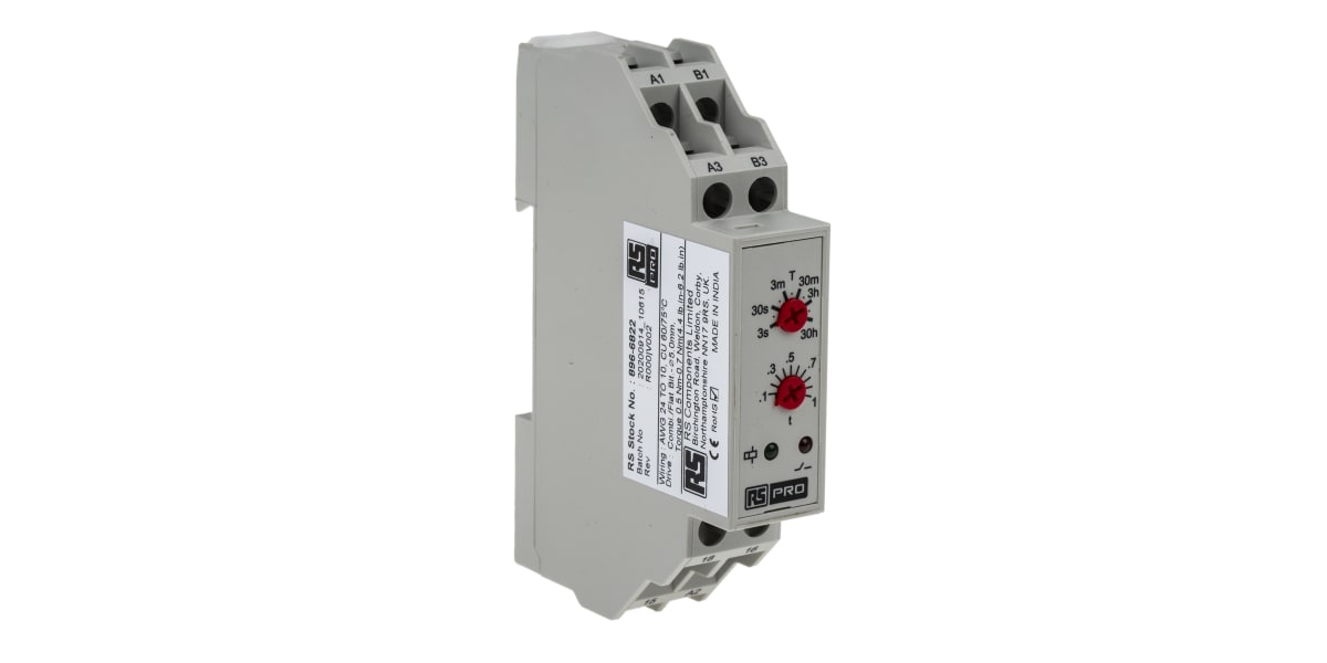 RS PRO SPDT Timer Relay, OFF Delay, 24V ac 0.3 s → 30h, DIN Rail Mount - RS  Components Vietnam