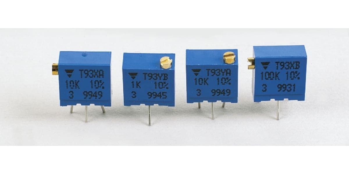 Product image for 100kΩ, Through Hole Trimmer Potentiometer 0.5W Top Adjust Vishay, T93