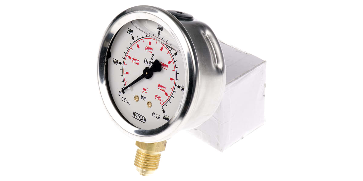 Product image for PRESSURE GAUGE,63MM DIA 0-600 BAR