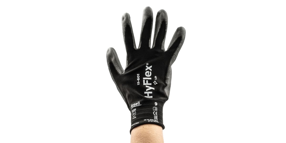 Product image for HYFLEX LITE PU P/C GLOVE, GREY/BLACK