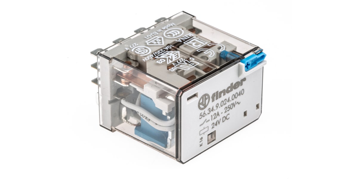 Product image for 4PDT 12A mini plug-in relay, 24Vdc coil