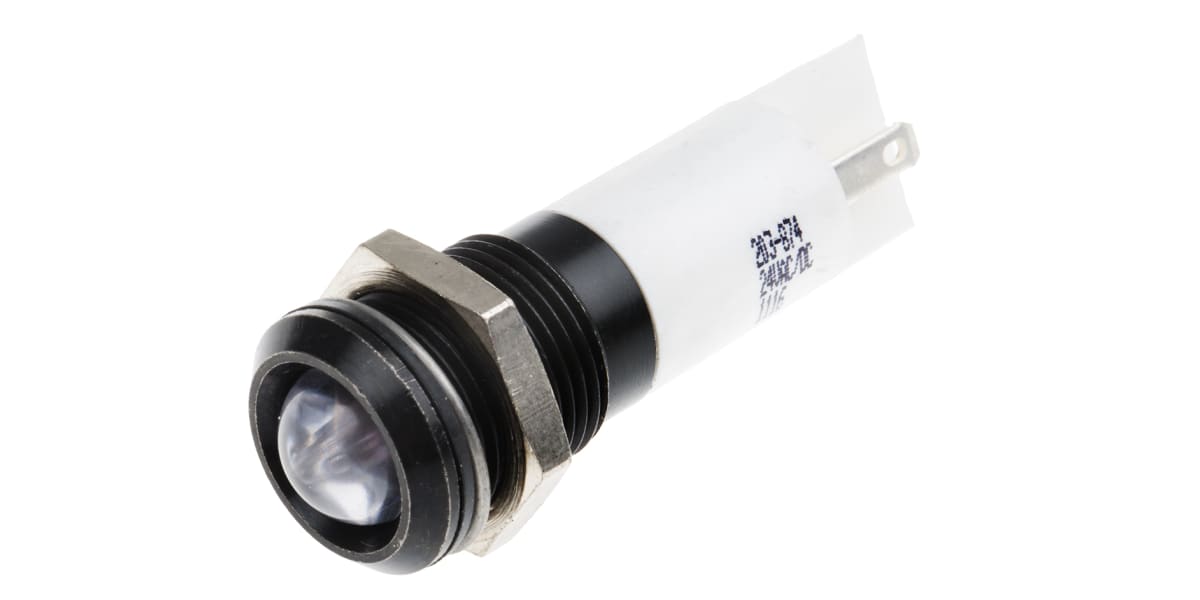 Product image for 14MM U/BRIGHT WHITE LED BLACK CHR,24VDC