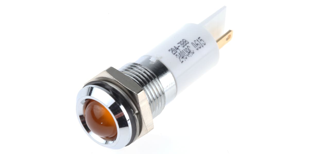 Product image for 14.5mm amber neon panel indicator,240Vac