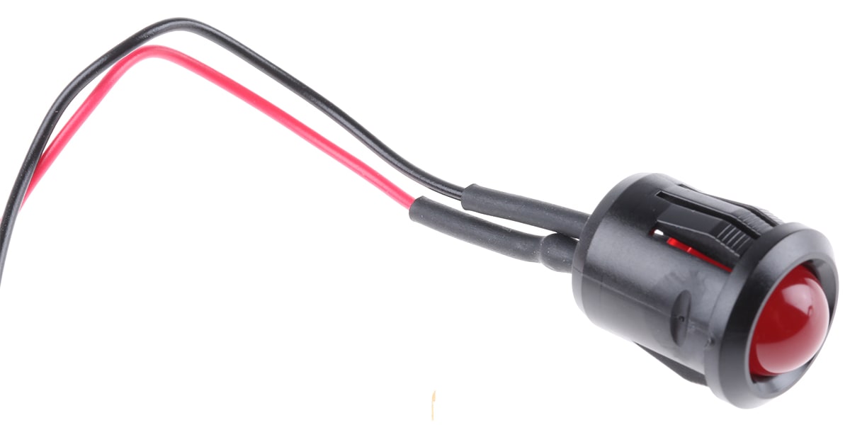 Product image for 14mm HE red LED black plastic,24Vdc