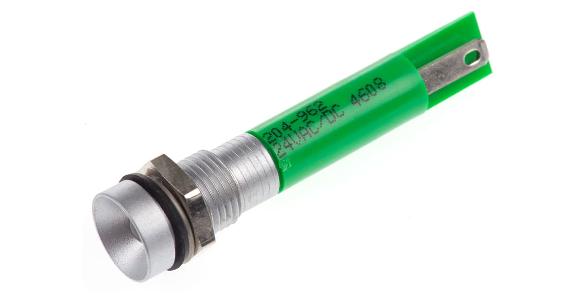 Product image for 8mm green LED matt chr recessed,24Vac/dc