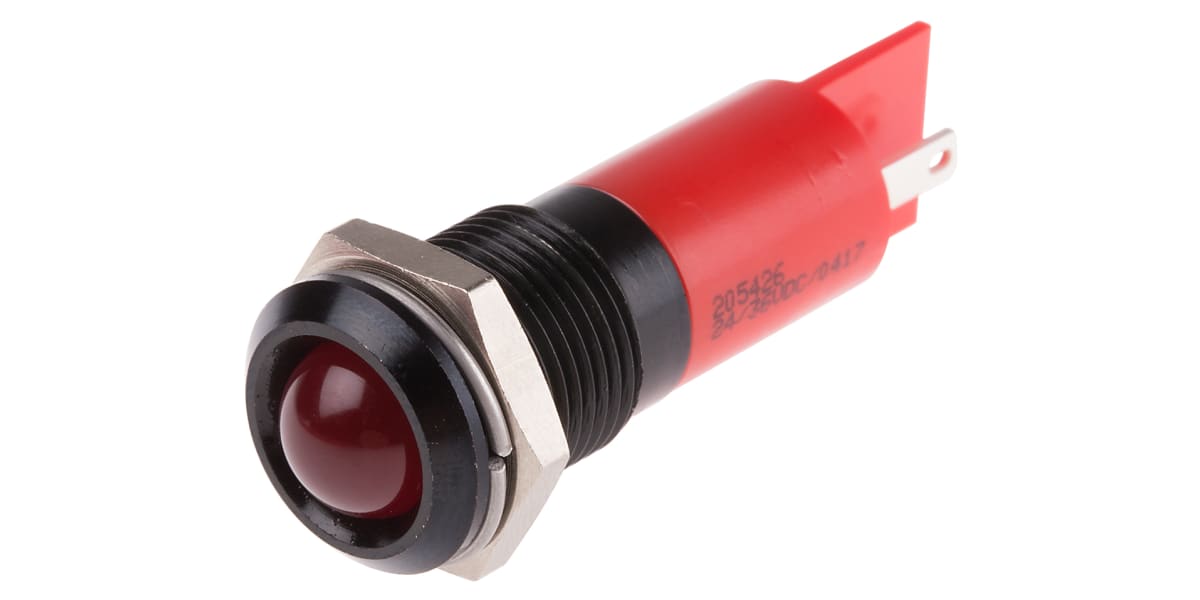 Product image for 14mm red LED black chrome,24-36Vdc