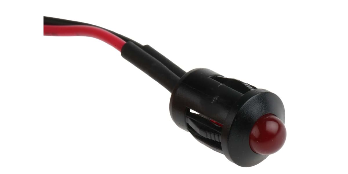 Product image for 8mm HE red LED prominent,24Vdc 50mm lead