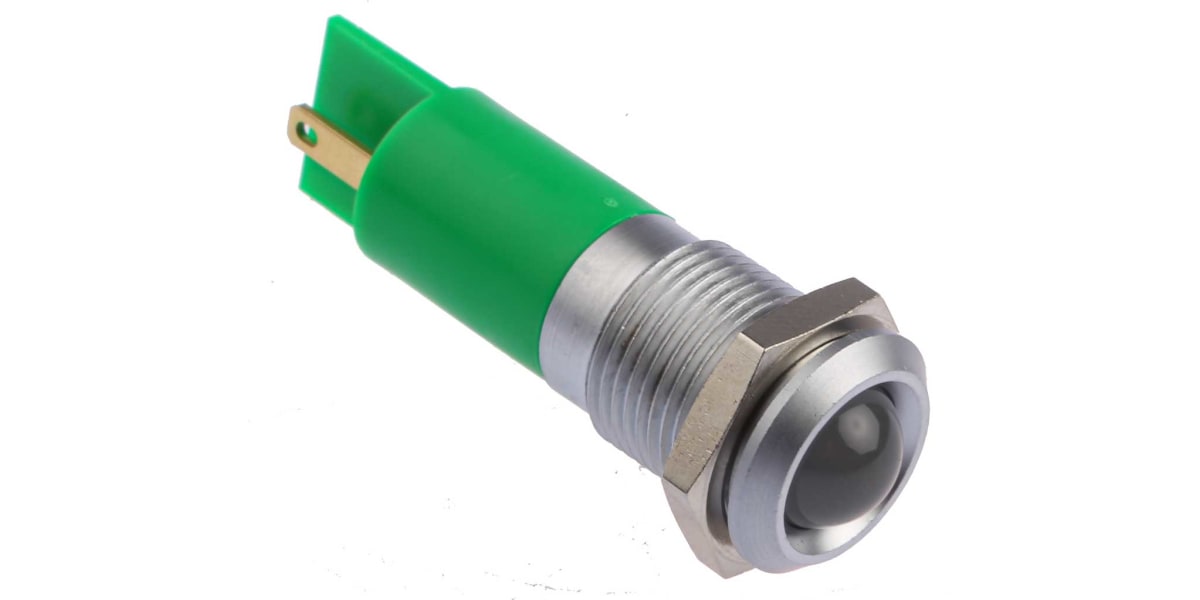 Product image for 14mm green LED matt chrome,24Vac/dc