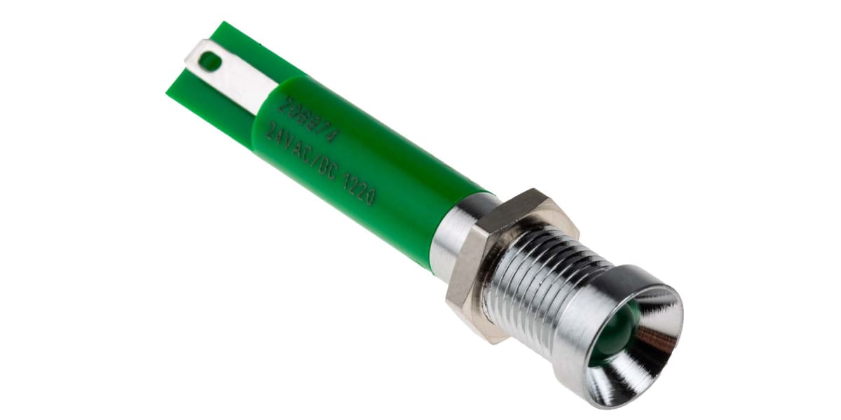 Product image for 8mm green LED satin chr recessed,24Vac