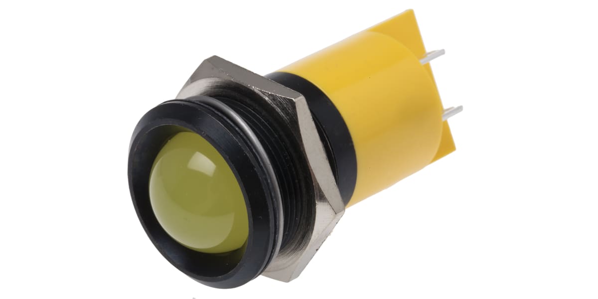 Product image for 22mm yellow LED black chrome,48-65Vdc