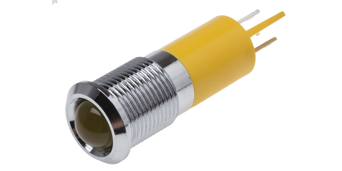 Product image for 14mm u/bright yellow LED satin chr,24Vdc