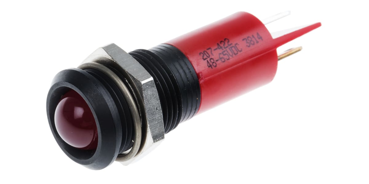 Product image for 14MM RED LED BLACK CHROME,48-65VDC