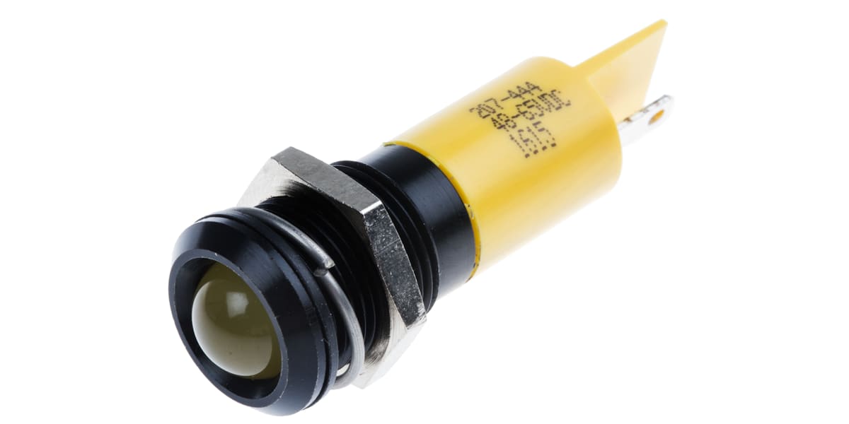 Product image for 14mm yellow LED black chrome,48-65Vdc