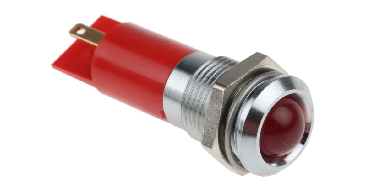 Product image for 14mm HE red LED satin chrome,24Vdc