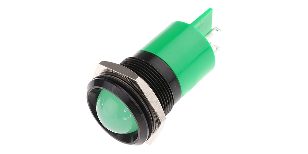 Product image for 22mm green LED black chrome,230Vac