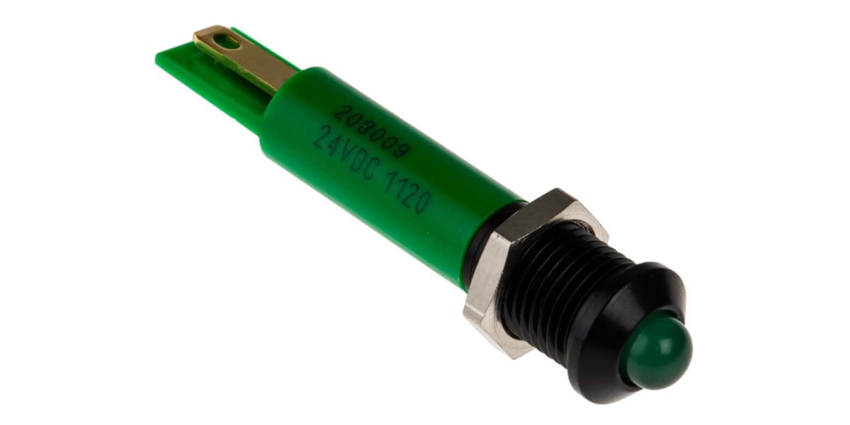 Product image for 8mm green LED black chr prominent,24Vdc