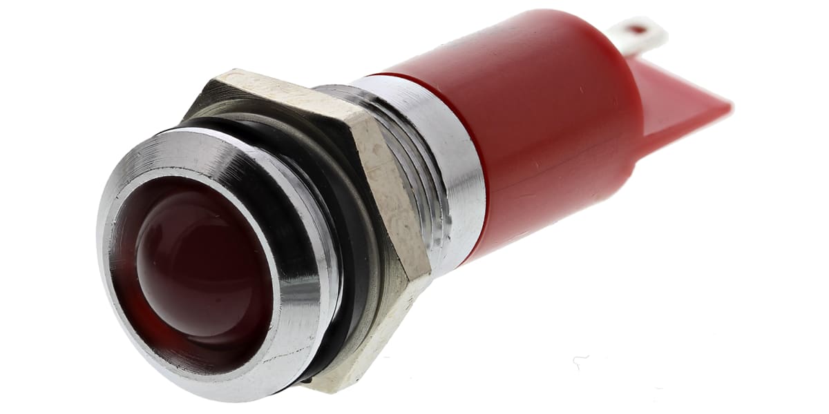 Product image for 14mm u/bright red LED satin chrome, 12V