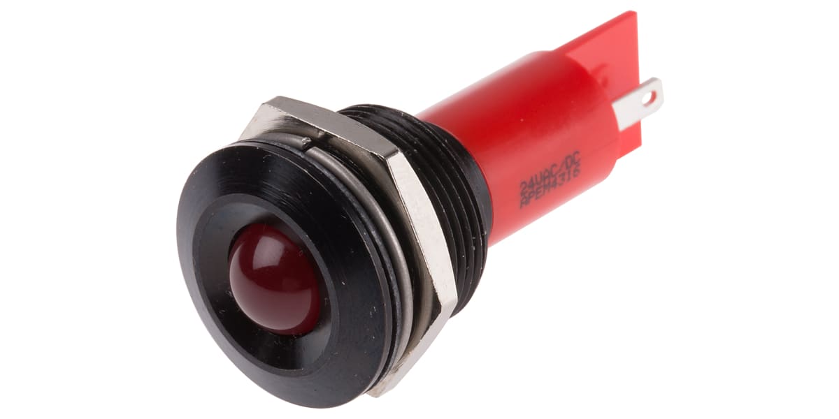 Product image for 19mm red LED black chrome,24Vac/dc