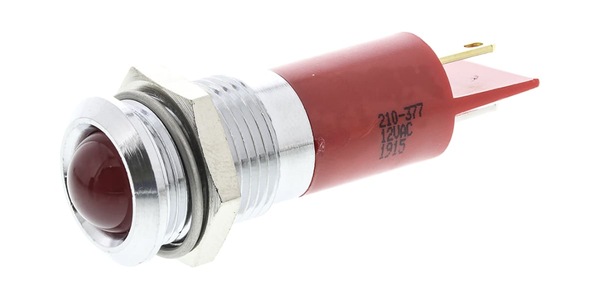 Product image for 14mm red LED satin chrome,12Vac