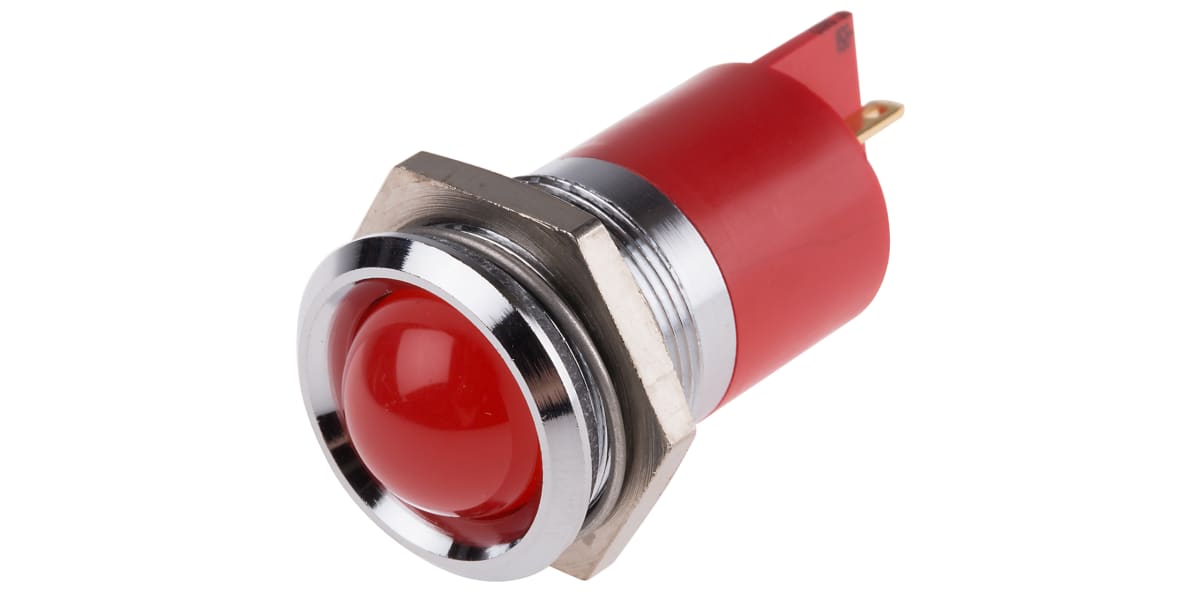 Product image for 22mm red LED satin chrome,12Vac