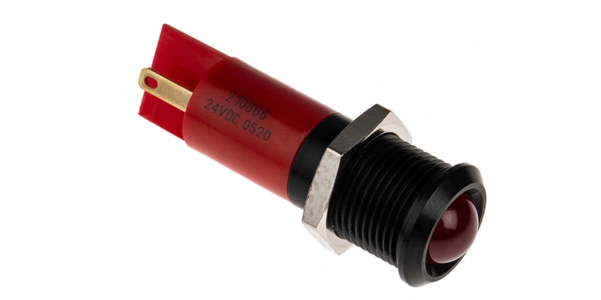 Product image for 14mm HE red LED black chrome,24Vdc