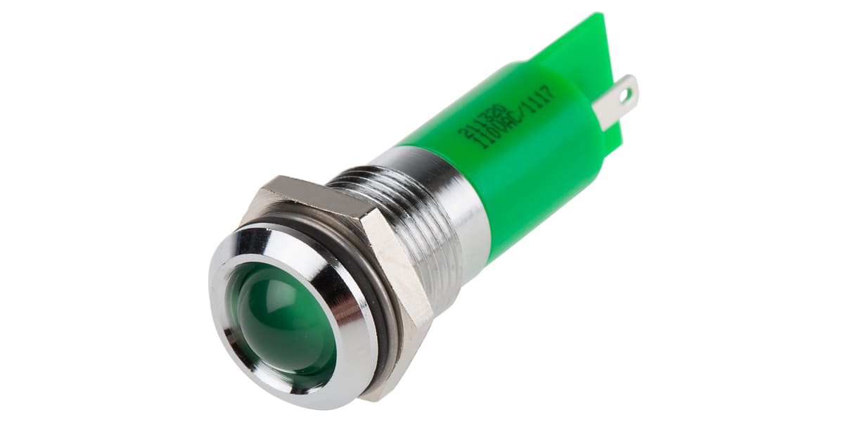 Product image for 14.5mm green neon panel indicator,110Vac