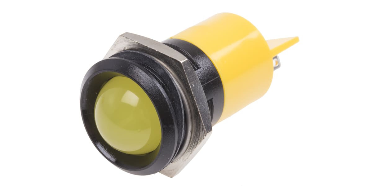 Product image for 22mm yel LED round lens blk plastic,24V