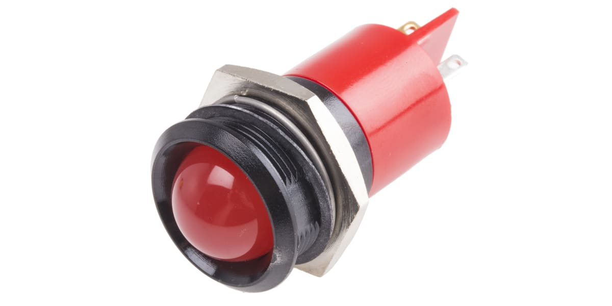Product image for 22mm red LED round lens blk plastic,24V