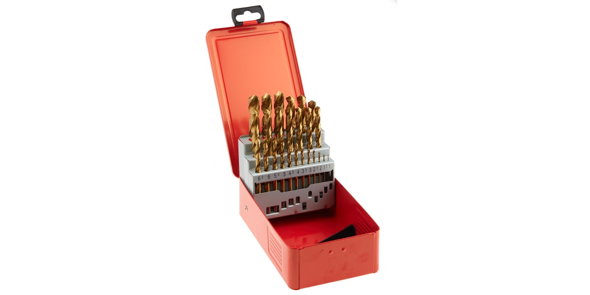 Product image for TiN coated drill set,1-13mm in 0.5 steps