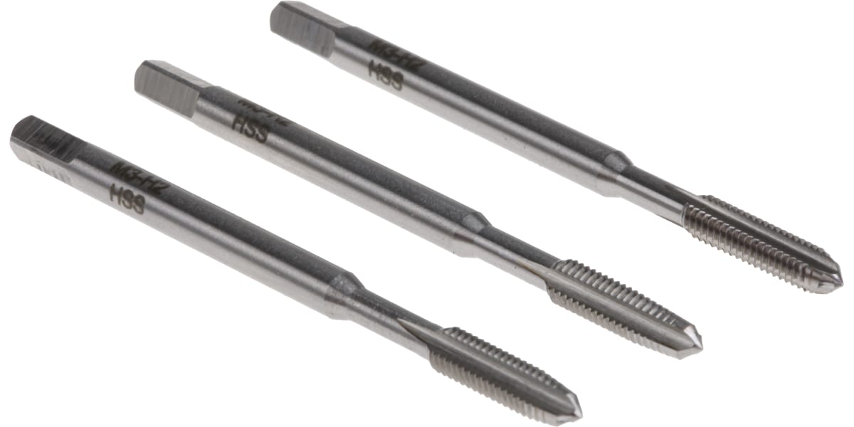 Product image for 3 piece HSS tap set,M3x0.5