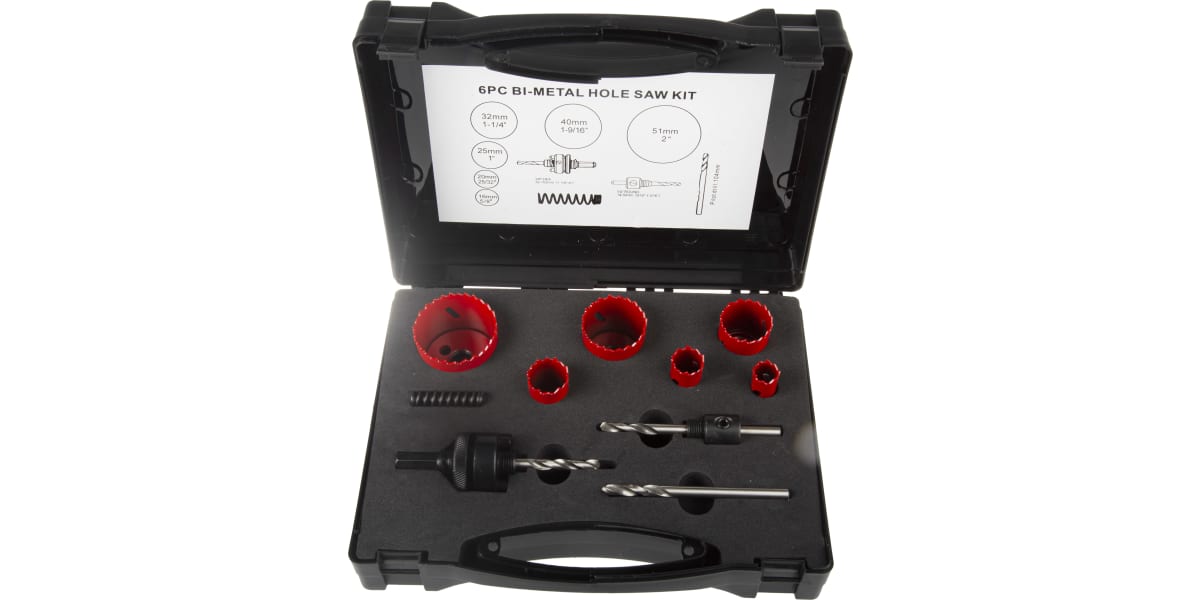 Product image for 6 piece electricians hole saw kit