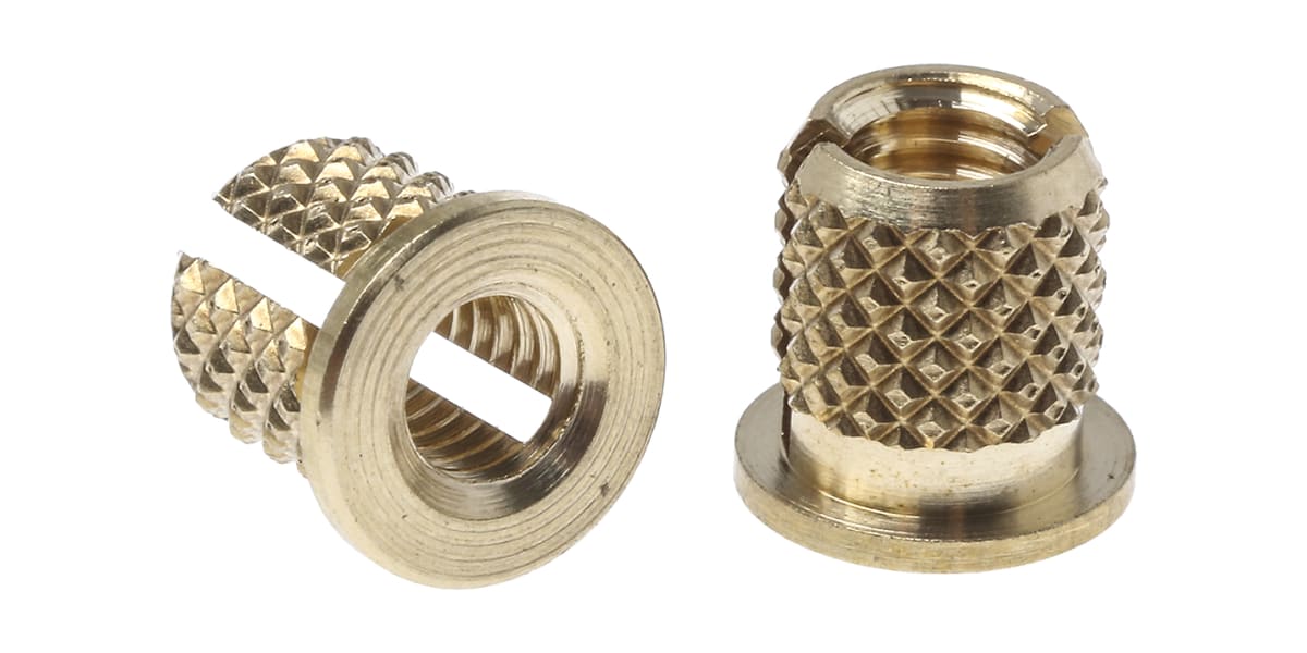 RS PRO, M3.5 Brass Threaded Insert diameter 4.8mm Depth 6.35mm