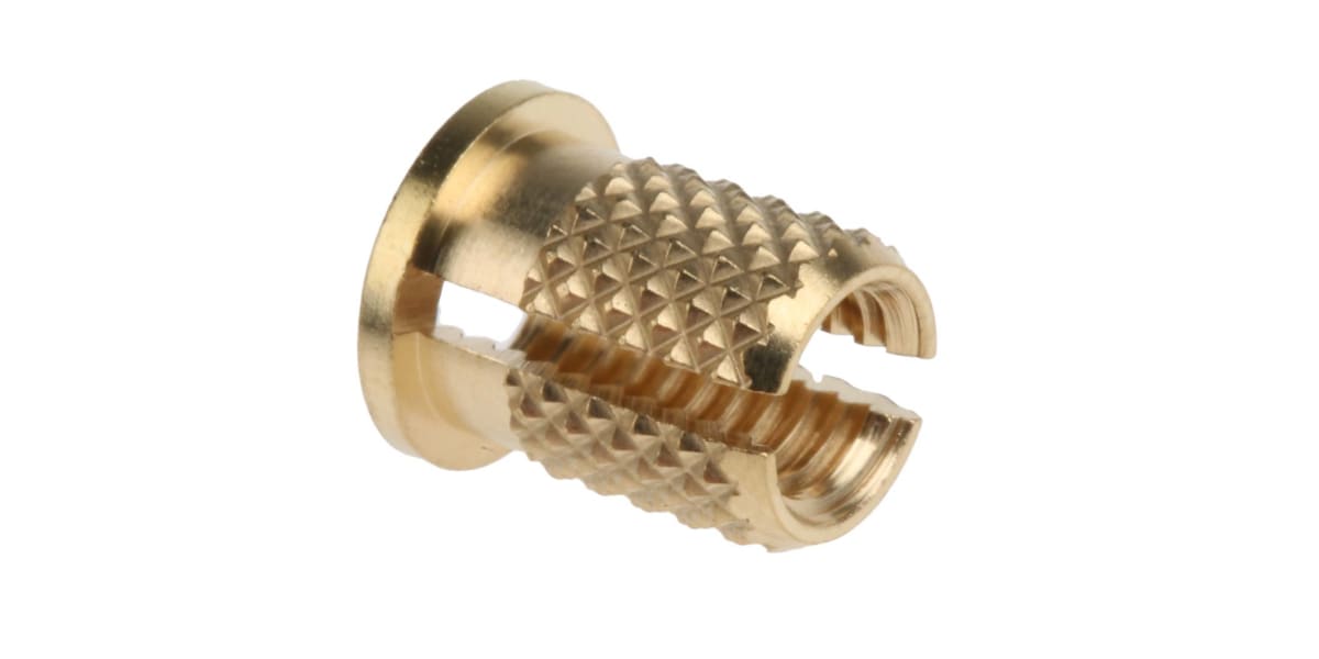 RS PRO, M4 Brass Threaded Insert diameter 5.6mm Depth 7.95mm