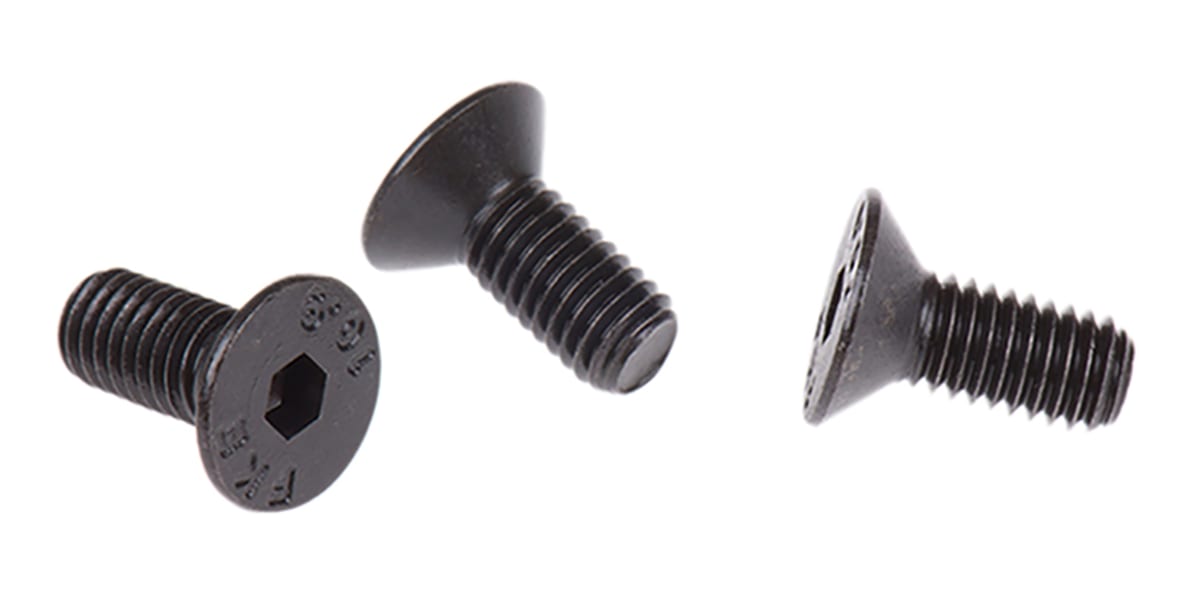 Product image for Blk steel hex skt csk head screw,M5x12mm