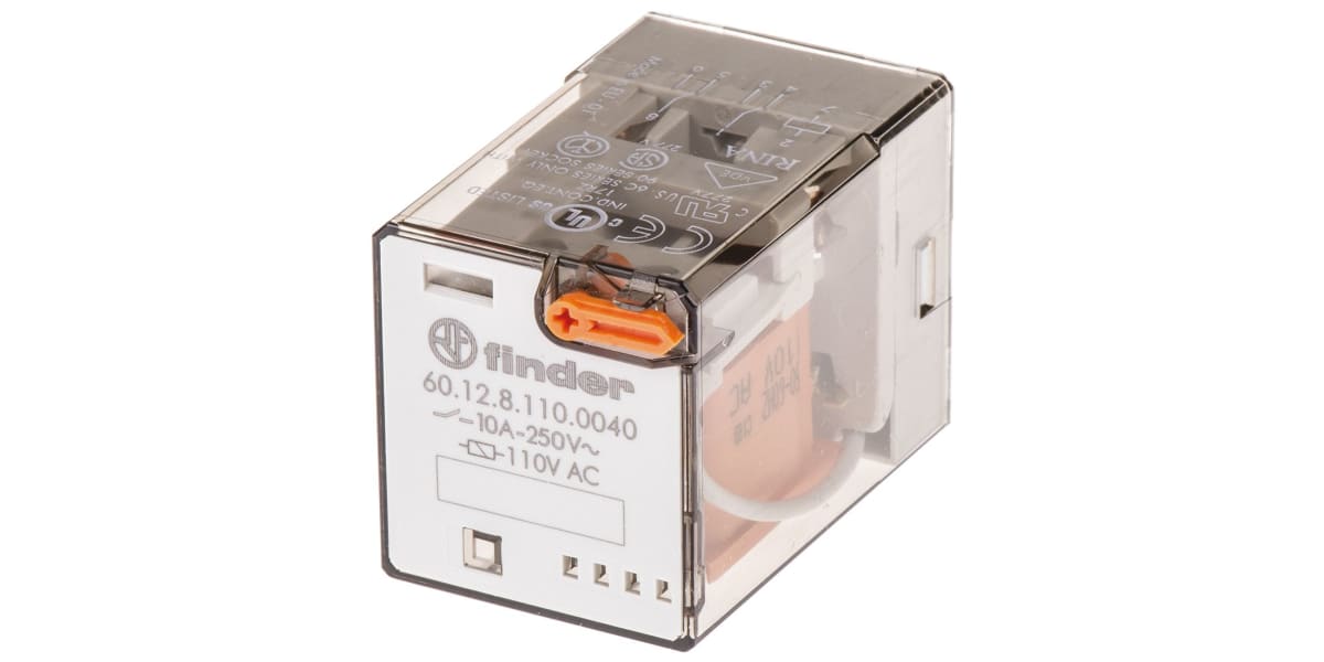 Product image for DPDT relay w/test button,10A 110Vac coil