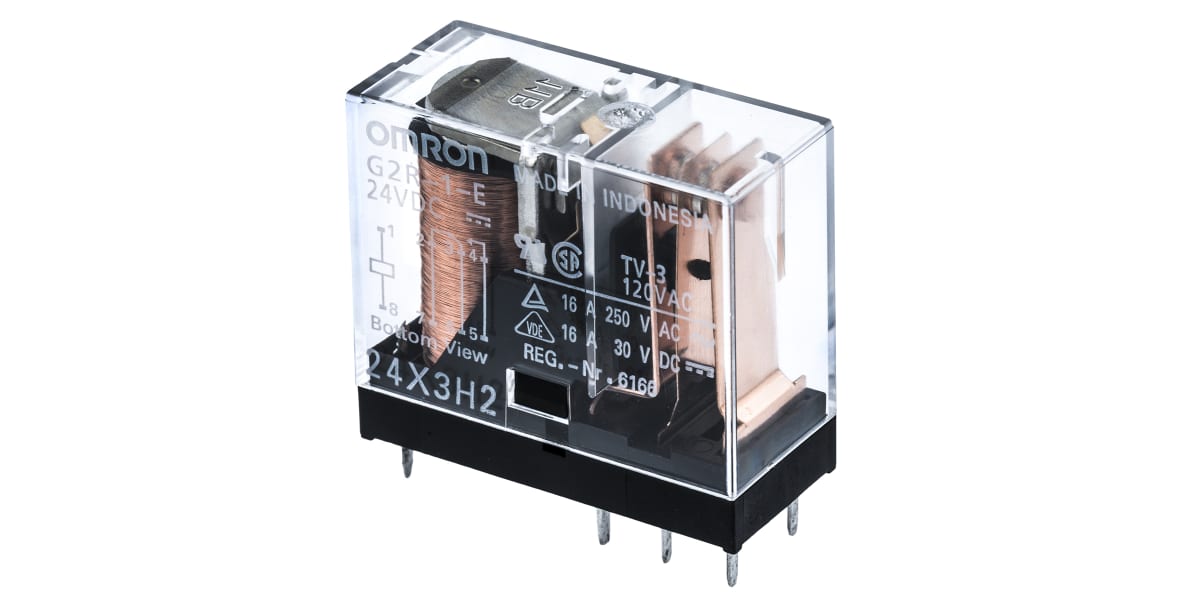 Product image for Omron, 24V dc Coil Non-Latching Relay SPDT, 16A Switching Current PCB Mount