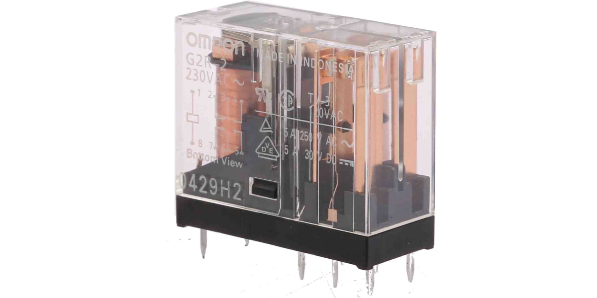 Product image for DPDT PCB POWER RELAY, 5A 230VAC COIL